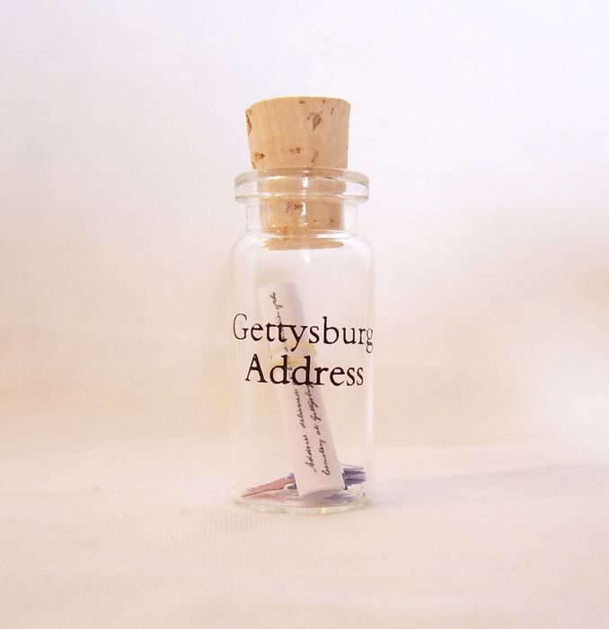 NGH119S Gettysburg Address in Mini GLASS Bottle